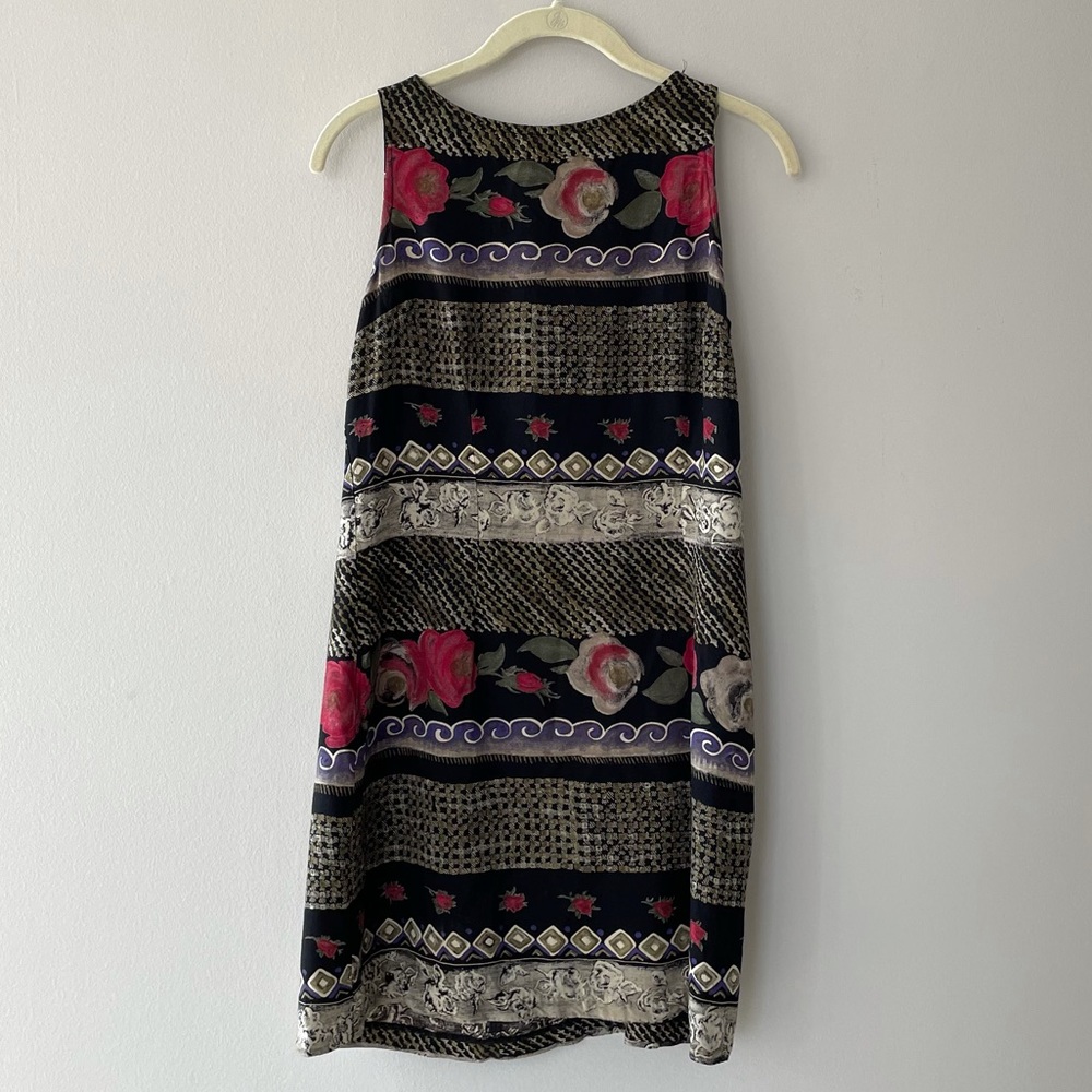 Vintage-Style Floral Print Sleeveless Mini Dress